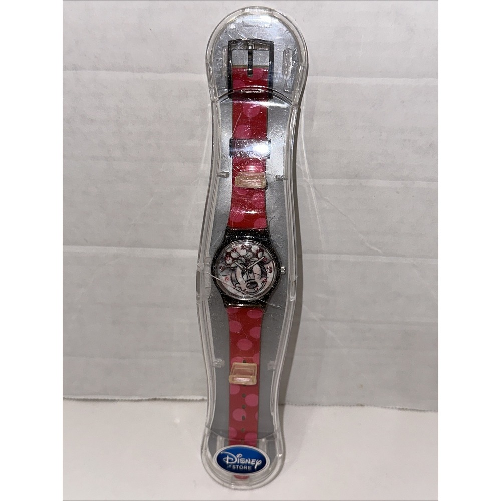 Disney Store Minnie Mouse Watch Red Polka Dot Strap Analog New F693-5205-0-10182